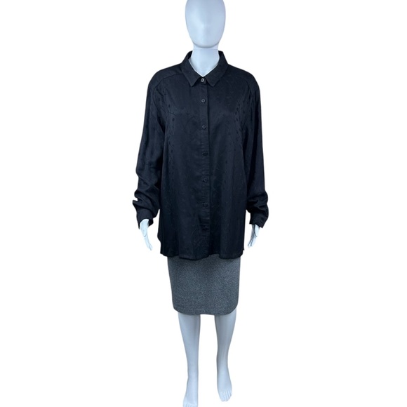 Eileen Fisher Embroidered Button Up Top Shirt Size 2X Goth QuietLuxury Preppy - Picture 3 of 16